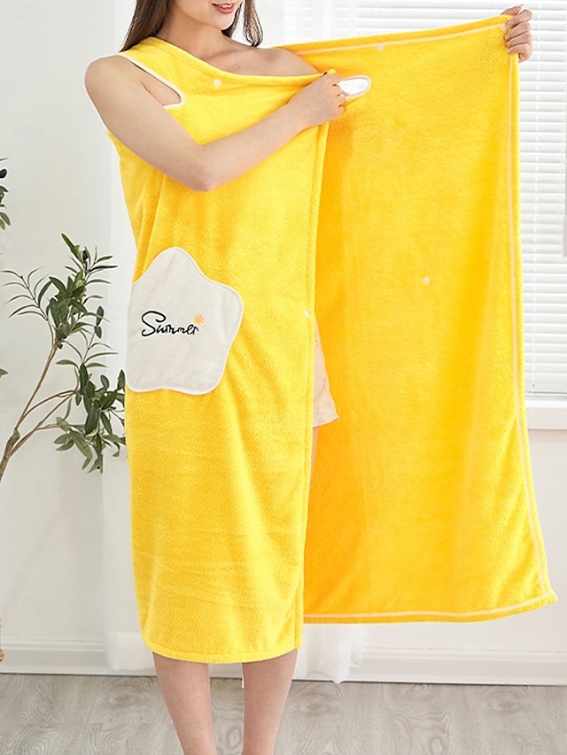  Women's Pajamas Bathrobe One Piece Pajama Wearable Blanket Pure Color Warm Simple Plush Home Daily Spa Coral Fleece Coral Velvet Warm Breathable Square Neck Pocket Summer Spring Yellow Army Green
