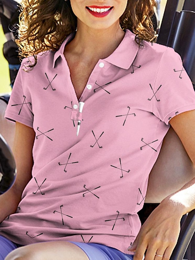  Per donna POLO Nero Rosa Blu marino Manica corta Protezione solare Superiore Abbigliamento da golf da donna Abbigliamento Abiti Abbigliamento