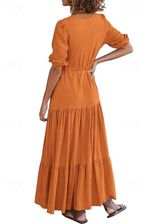 Women's Casual Dress Long Dress Maxi Dress Drawstring Split Date ...