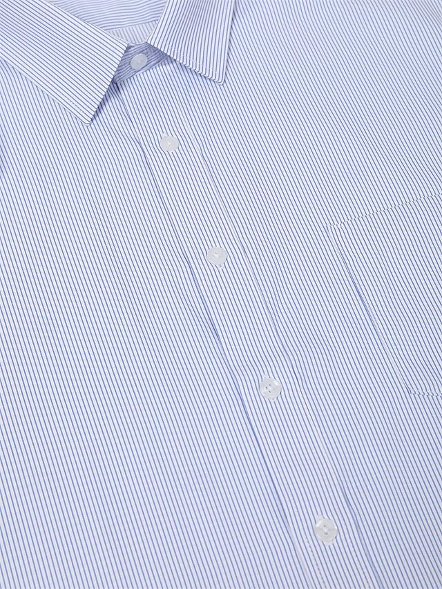Men's Striped Collared Neck Button Down Denim Shirt