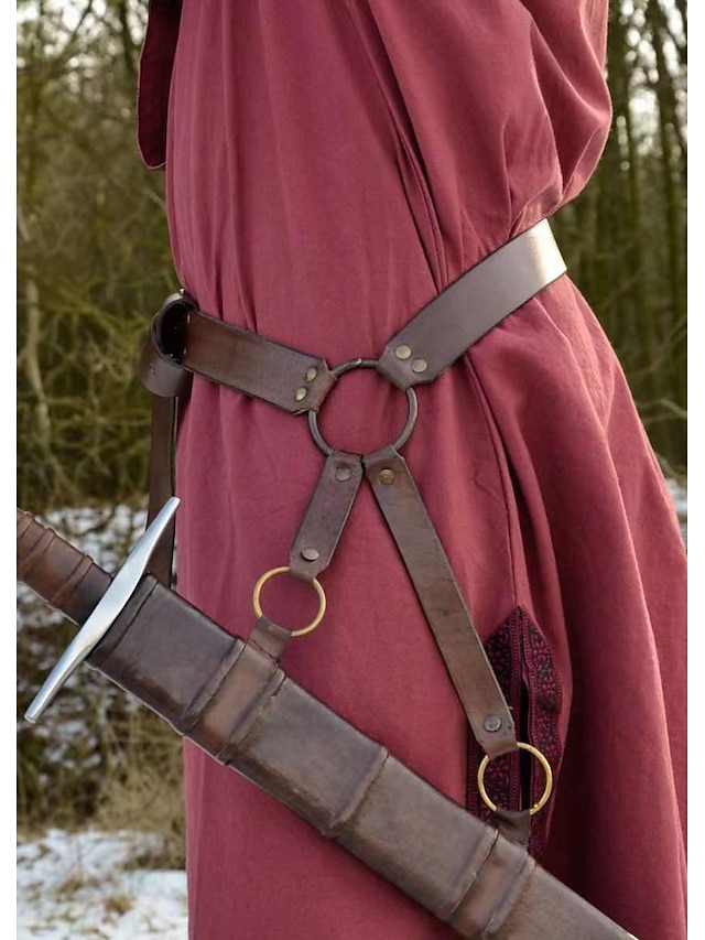  Medieval Renacimiento Steampunk Traje de cosplay Vaina Titular de la espada Guerrero Vikingo caballero celta Disfraz Hombre Mujer Celta Vikingo Víspera de Todos los Santos Mascarada Rendimiento
