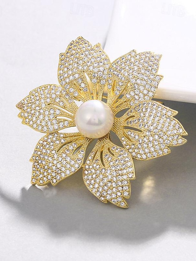  Women's Brooches Retro Flower Stylish Artistic Sweet Brooch Jewelry Gold Bowknot For Office Daily Prom Date Beach