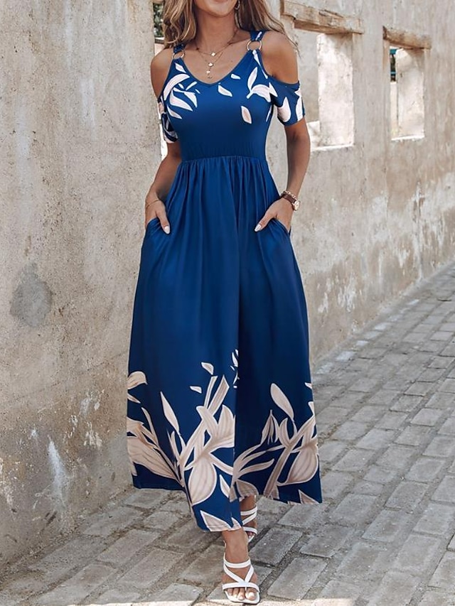  Women's Chiffon Floral Ruched Asymmetrical Long Dress Maxi Dress Party Sleeveless Summer