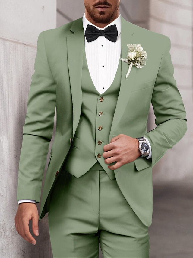  כחול סקיי ירוק כהה חאקי אנשיו של חתונה חליפות אחיד סט 3 חלקים מסיבה שמלות גזרה מחוייטת שני לחצנים עם חזה יחיד 2024