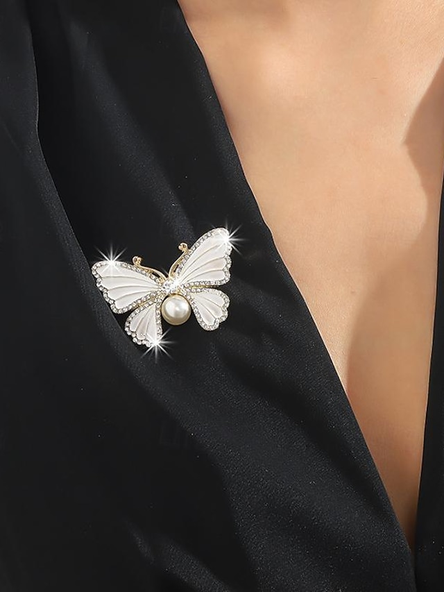  Pentru femei Broșe Retro Fluture Elegant Stilat Dulce Broșă Bijuterii Negru Alb Pentru Birou Zilnic Bal Dată Plajă