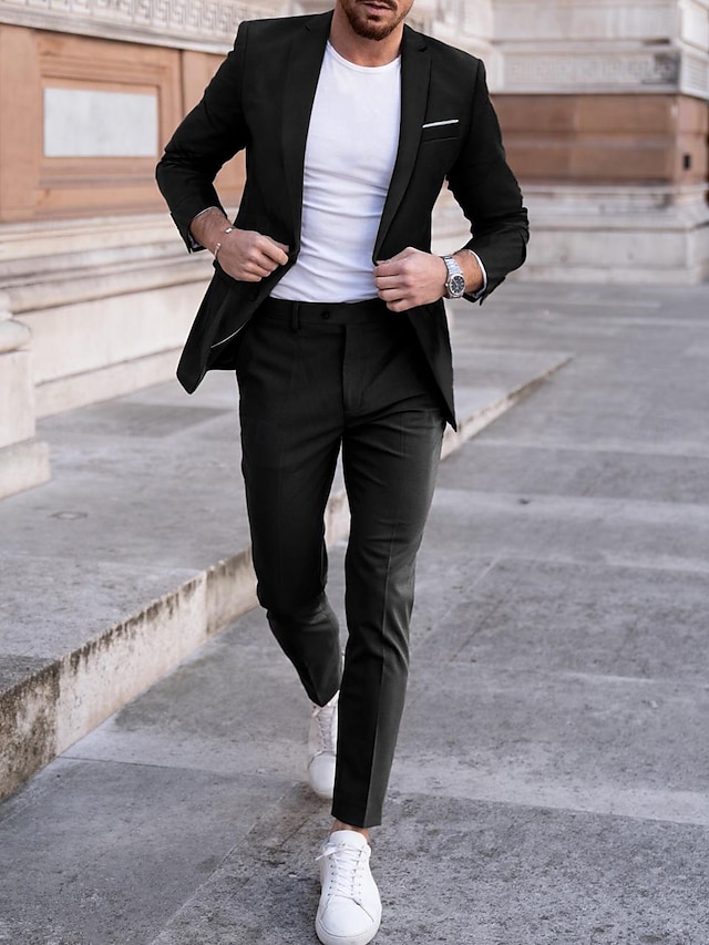  חליפות חתונה לגברים בצבע בורדו שחור בגדי קוקטייל שמלה רשמית חליפות עסקים בצבע אחיד 2 חלקים בהתאמה אישית עם כפתור אחד 2024