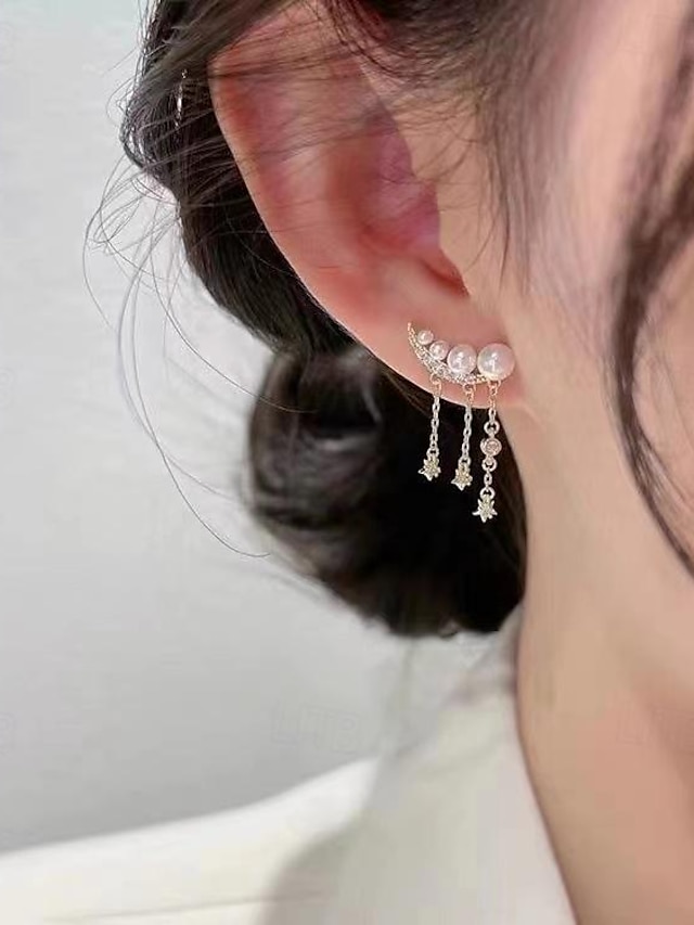  1 paire Boucles d'oreille Clou Boucle d'Oreille Pendantes For Femme Soirée Cadeau Rendez-vous Alliage Fantaisie Mode Diamant Etoile