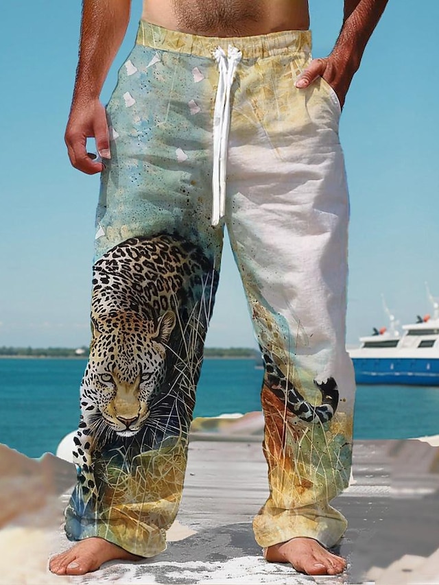 Pánské Havajské Kostkovaný Kalhoty 3D tisk Venkovní Dovolená Léto Volný potah Lehce elastické