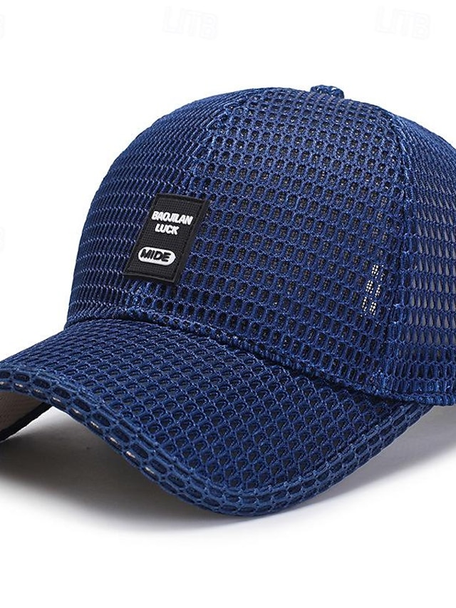  Herre Baseball kasket Solhat Trucker Hat Sort Blå polyester Net Mode Afslappet Gade Daglig Vanlig Justérbar Solcreme Åndbart
