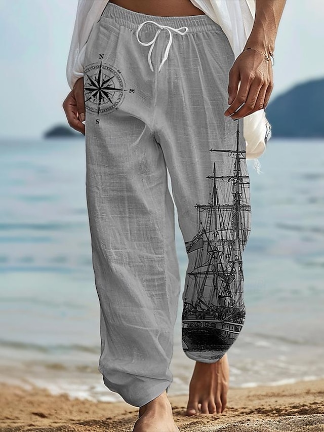  Bărbați Hawaiană Retro Pantaloni Tipărire 3D Pantaloni cu picior drept Talie medie Talie elastică cu șnur În aer liber Stradă Concediu Vară Primăvară Toamnă Potrivire lejeră Inelastic