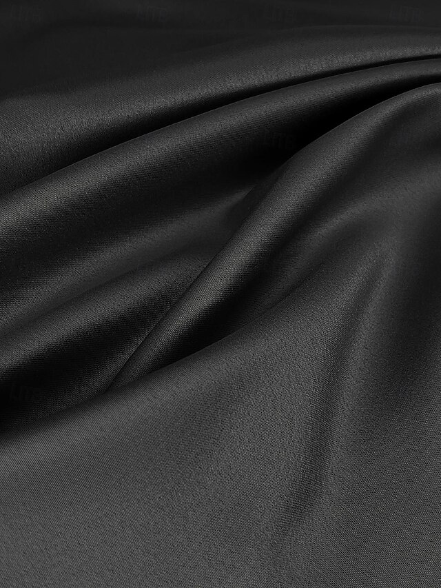 A-Line Formal Satin Pocket Long Sleeve Blue Black Evening Gown High Split main image 1
