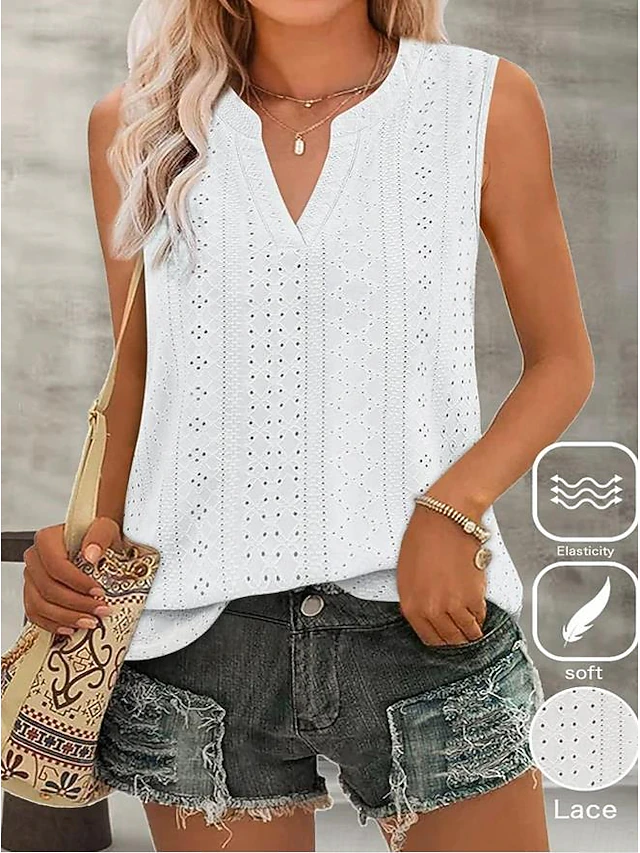 Women's Camisole Tank Top Crew Neck White Pink Purple Green Summer 28