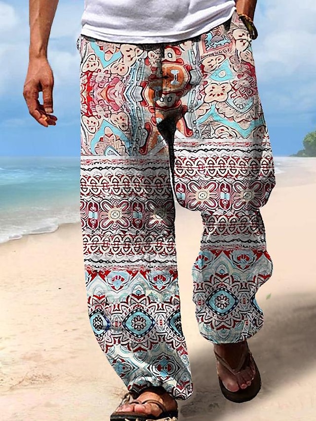  Herren Hawaiianisch Hosen Hose 3D-Druck Hose mit geradem Bein Mittlere Taillenlinie Elastischer Kordelzug in der Taille Outdoor Strasse Festtage Sommer Frühling Herbst entspannte Passform Unelastisch
