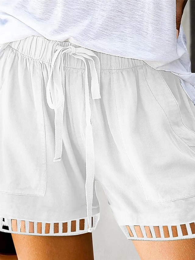  Women's Chinos Shorts Pocket High Cut High Waist Short Black Summer