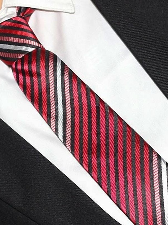  1Pc Man Necktie Red Stripe Width 8cm Bridegroom Groomsman Tie Business Manager Tie