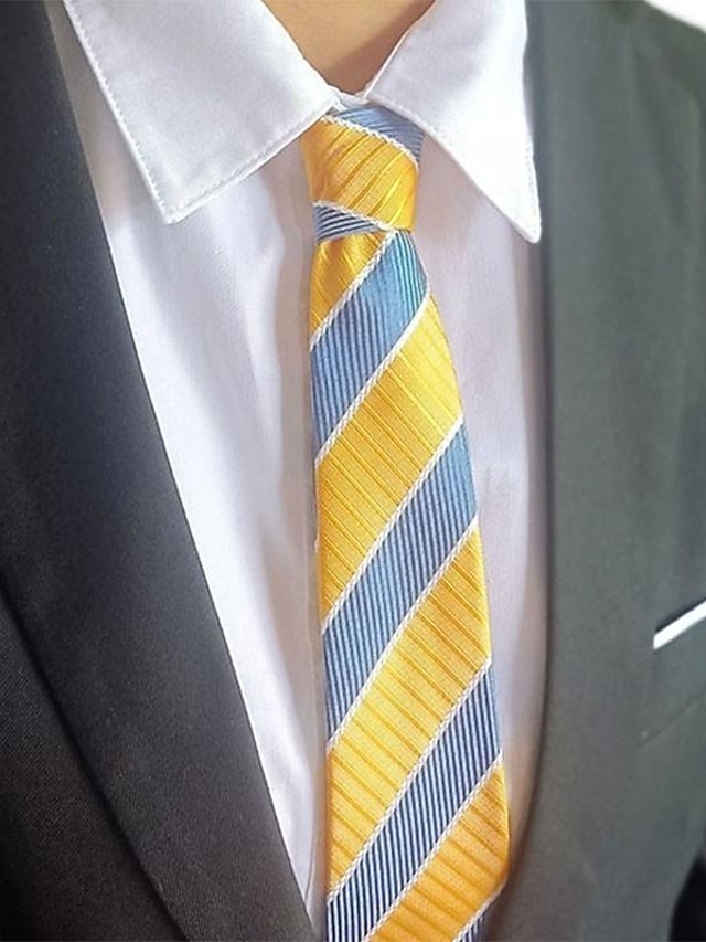  1 stk mand slips bredde 8 cm orange blå stribet brudgom brudgom slips forretningsleder slips