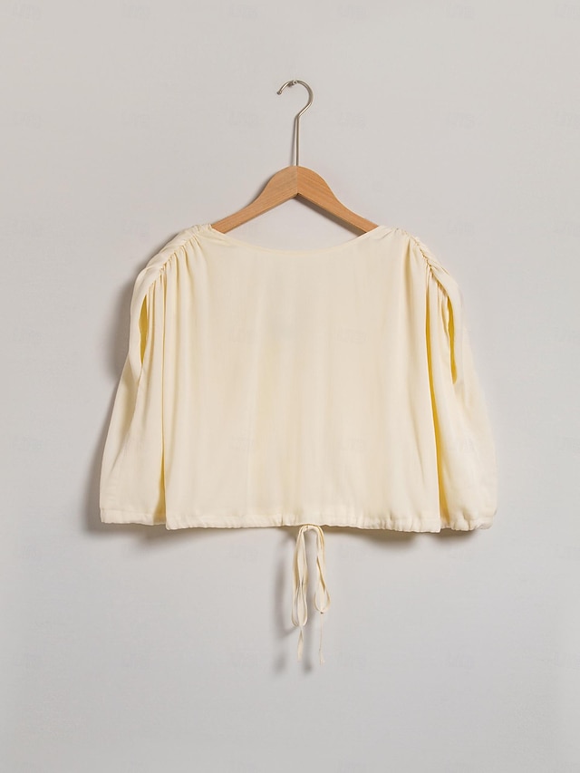  Women's Crop top Drawstring Sleeveless Satin Top Elegant Casual Work Spring Summer