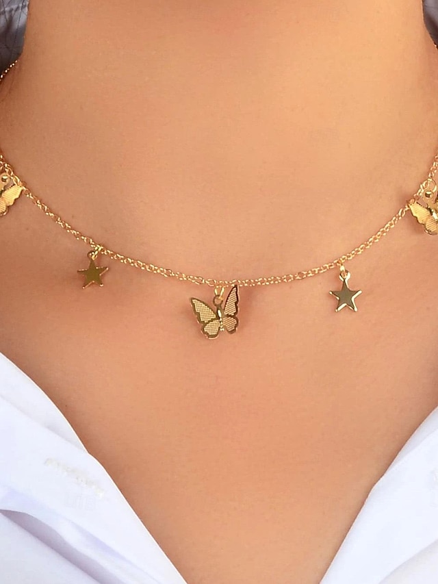  Necklace For Women's Wedding Party Evening Gift Alloy Fancy Butterfly