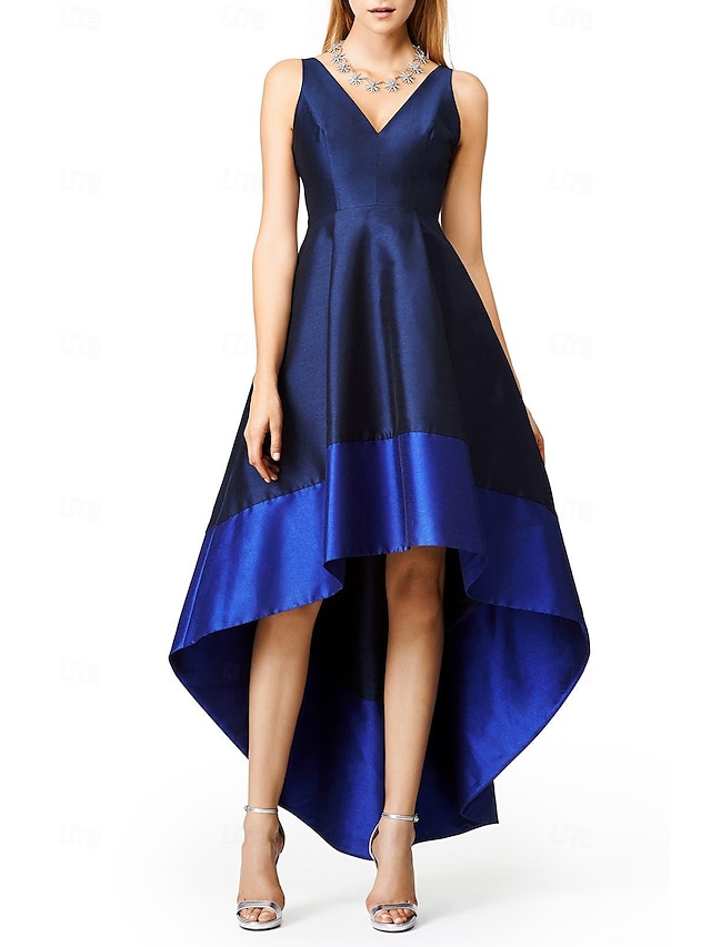  גזרת A שמלות קוקטייל אלגנטית שמלה אורחת חתונה קנטקי דרבי א-סימטרי ללא שרוולים צווארון V סאטן עם כיס 2024