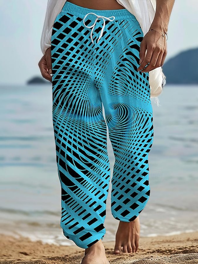  miesten havaijilaiset housut housut 3d-printti suoralahkeiset housut keskivyötäröllä kiristysnyöri joustava vyötärö ulkona katuloma kesä kevät syksy rento istuvuus joustamaton