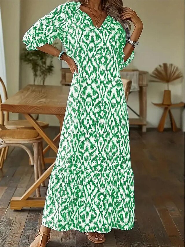 Blue Ikat Print long Dress