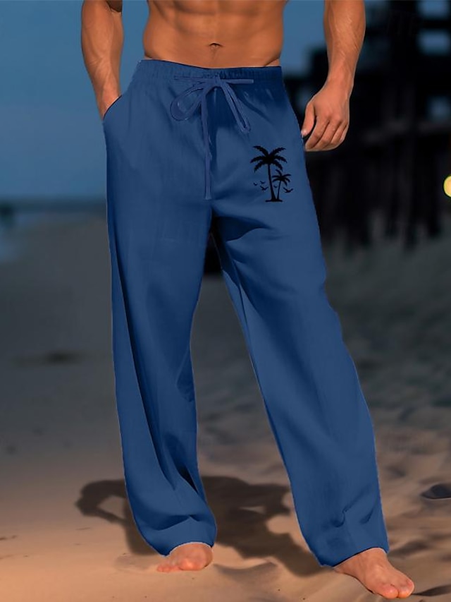  Homme Vêtement de rue Hawaïen Design Cocotier Imprimés Photos Pantalon pantalon été Pantalon de plage Estampage à chaud Cordon Taille elastique Impression 3D Taille médiale Casual du quotidien