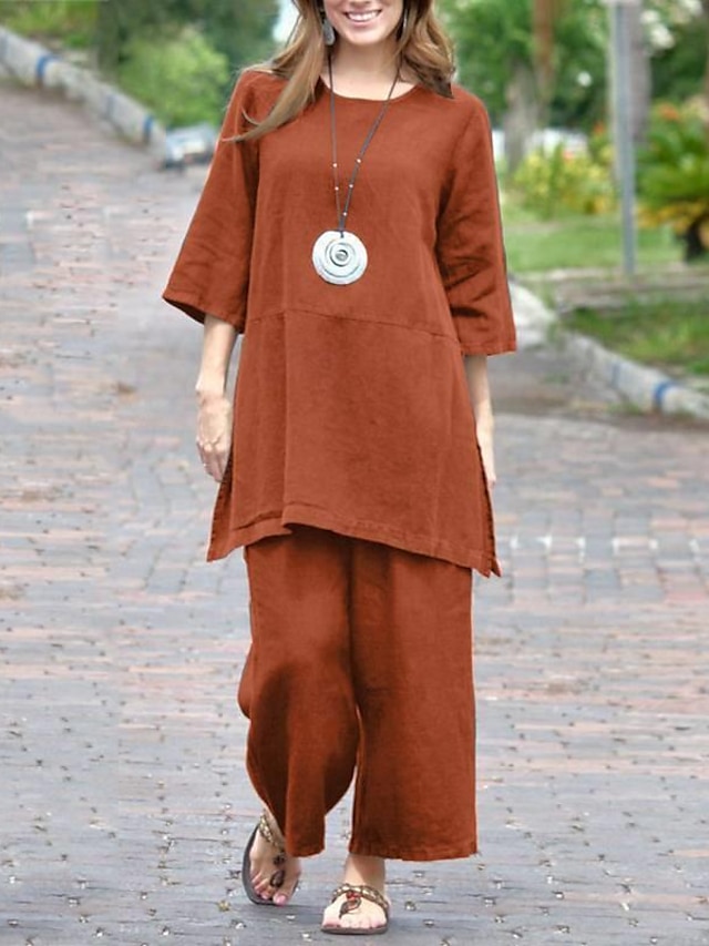  シャツ セット 女性用 ブラック アーミーグリーン オレンジ 平織り 2個 ストリート 日常 ファッション ラウンドネック レギュラー S