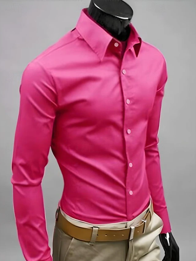 Men's Dress Shirt Collared Shirt Button Up Shirt Plain Formal Wedding Black White Yellow Pink Long Sleeve Shirt Collar Clothing Apparel 7