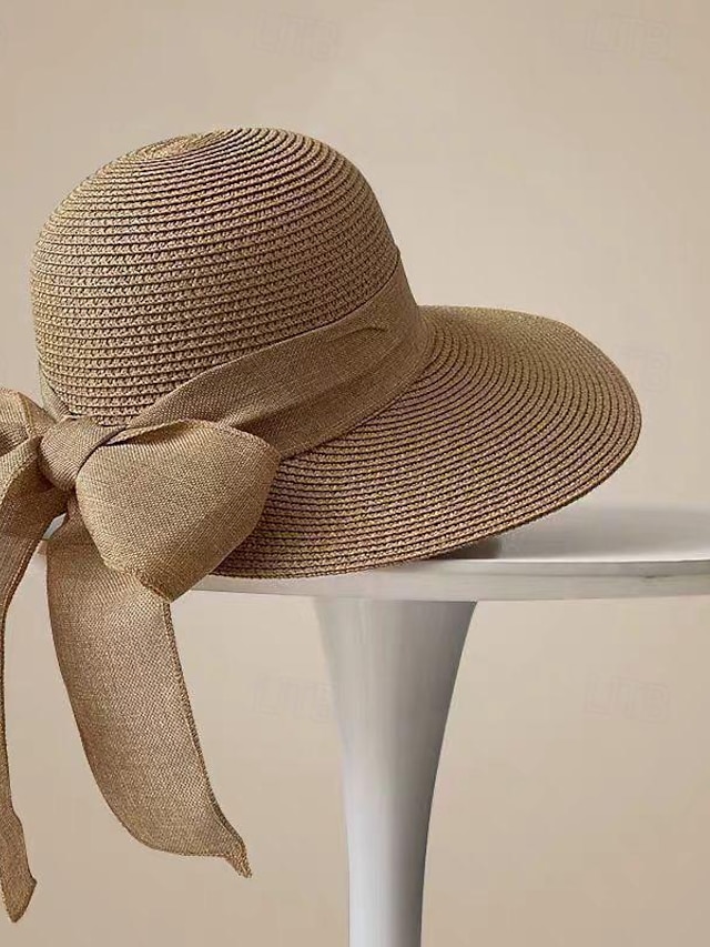  Damen Hut Strohhut Sonnenhut Tragbar Sonnenschutz Atmungsaktiv Strasse Täglich Wochenende Schleife Einfarbig