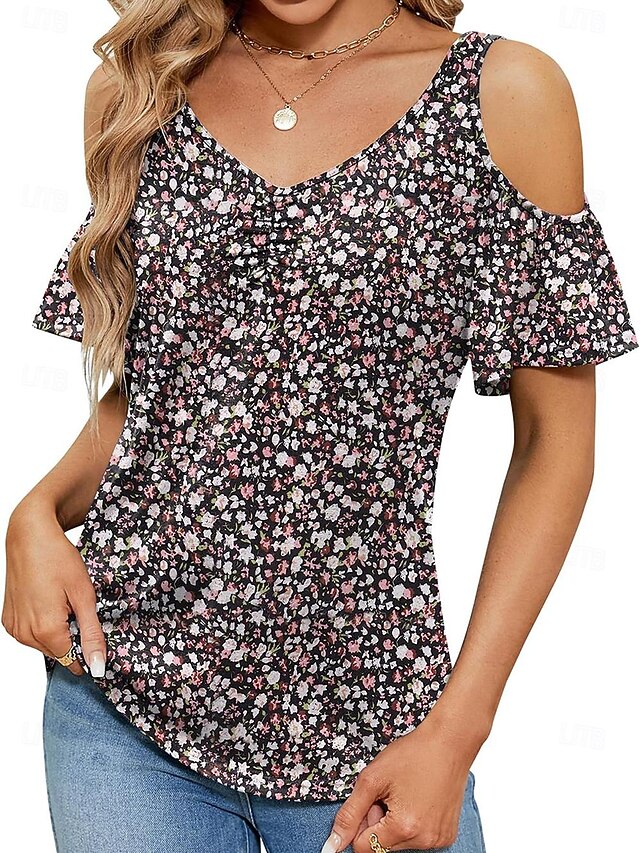 GLEENOD Damen Oversize T-Shirt – V-Ausschnitt, Kurzarm, Mit Tasche, Lässiges Sommer-Top In Vielen Farben