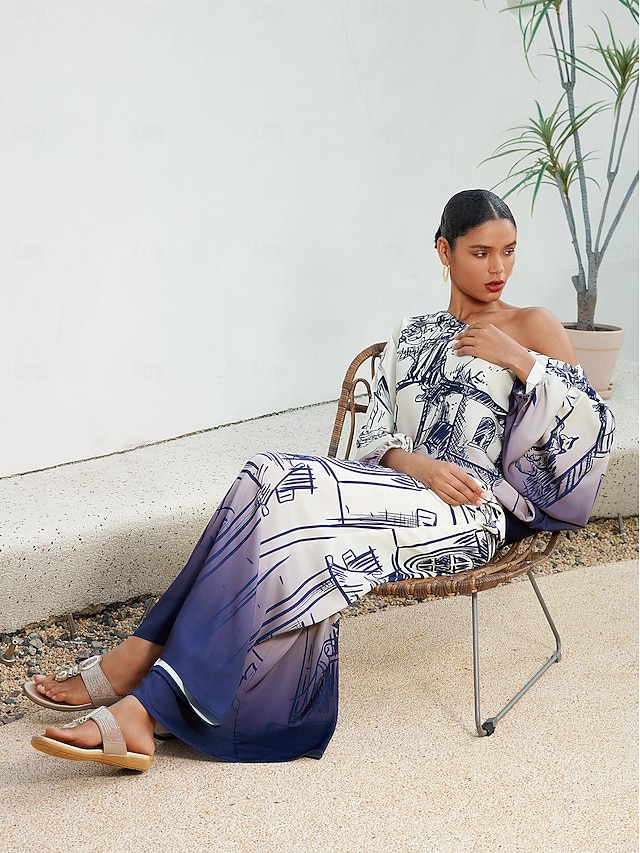 Elegant Floral Satin V-Neck Top and Wide-Leg Pants Set main image 1