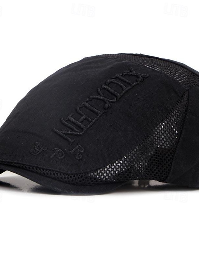 Pánské PLacatá čepice Klobouk Ascot Novinářský klobouk Černá Khaki Polyester Výšivka Módní Na běžné nošení ulice Denní Barevné bloky Písmeno Nastavitelná Proti sluci Prodyšné