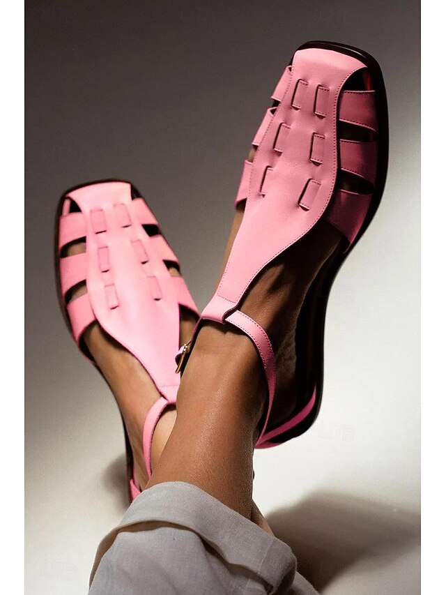 Women's Pink Closed-Toe Fisherman Sandals – Stylish Cutout Flat Sandals with Adjustable Strap for Summer, Casual & Beachwear4