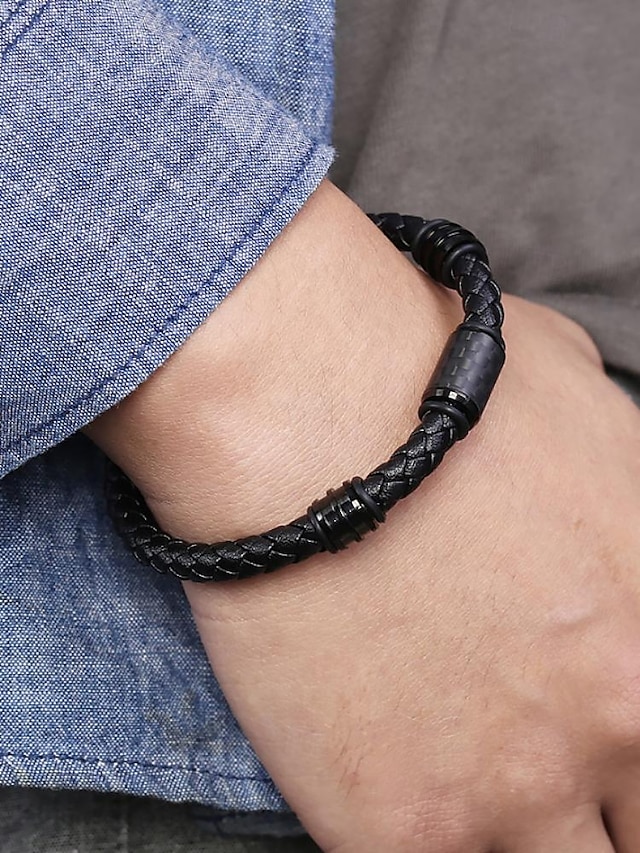  Homme Bracelet Noir Acier inoxydable Ethnique vacances à la plage