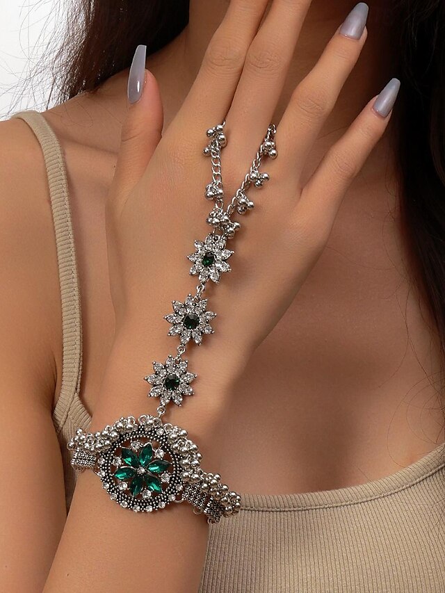  Mulheres Pulseira vintage Chique Moda Diamante Elegante Estilo bonito Vitoriano Liga Pulseira de jóias Prata / Vermelho / Azul Royal Para Presente Encontro Aniversário Praia