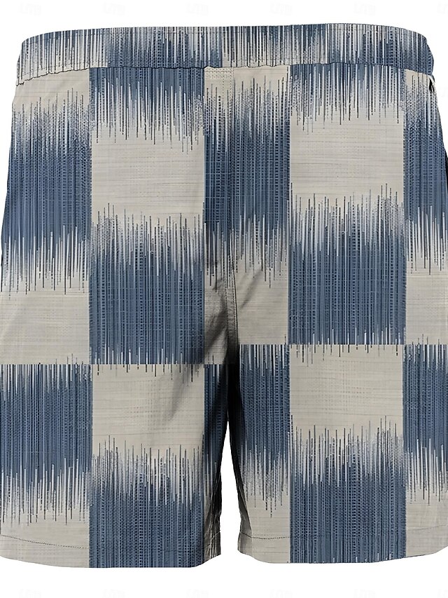  Voor heren Korte broek Zomer korte broeken Casual korte broek Zak Trekkoord Elastische taille Ruitjes Kleurenblok Streep Ademend Zacht Korte Casual Dagelijks Feestdagen Modieus Streetwear blauw