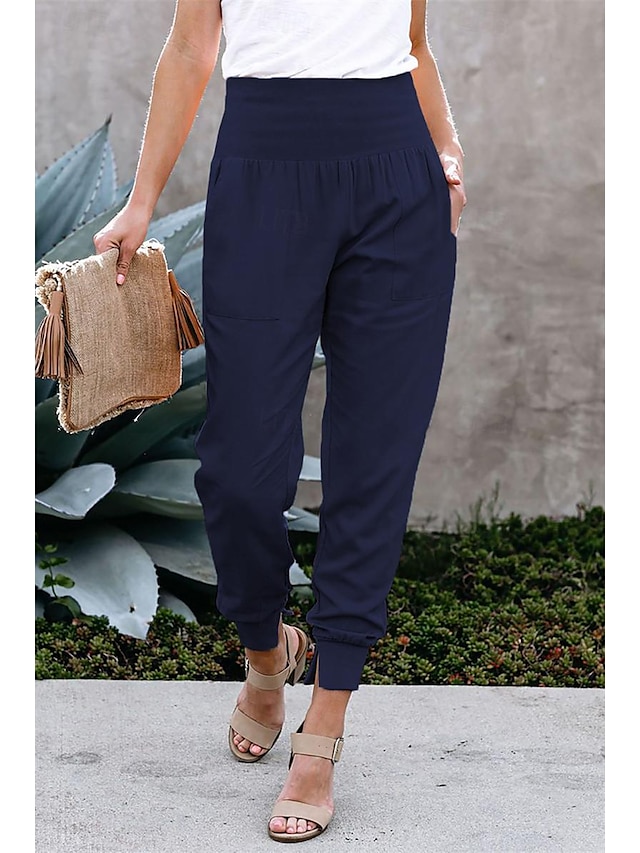  Femme Pantalon Pantalon jogging Mode Cheville Plein Poches latérales Respirabilité Confortable Micro-élastique Casual Quotidien Noir Rose Claire bleu marine Vert Printemps été Standard