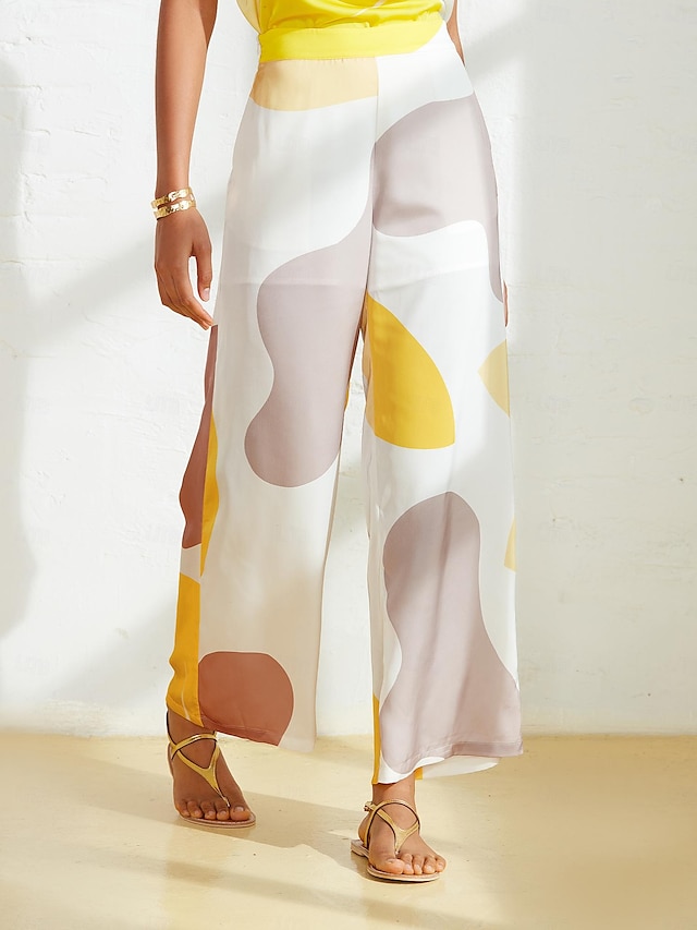  pantaloni dritti con tasca casual in raso