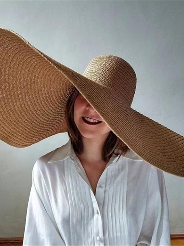  Pentru femei Pălărie Paie Căciulă Palarie de soare Portabil Protecție Solară Respirabil Stradă Zilnic Sfârșit de săptămână Culoare pură Culoare pură
