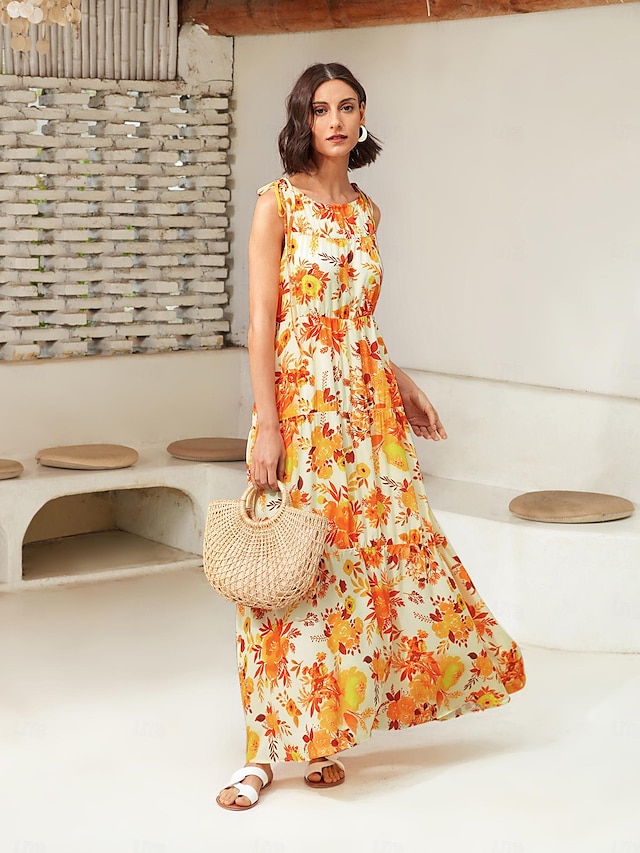  šifonové swingové maxi šaty s květinovým potiskem