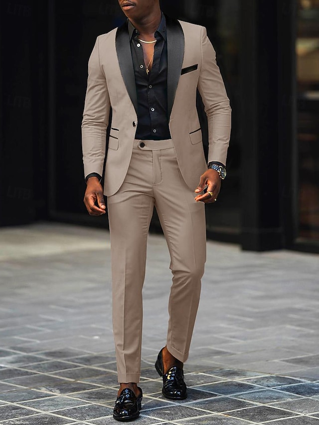 Black Pink Red Men's Wedding Tuxedos Suits Solid Colored 2 Piece Fashion Daily Formal Tailored Fit Single Breasted One-button 2024