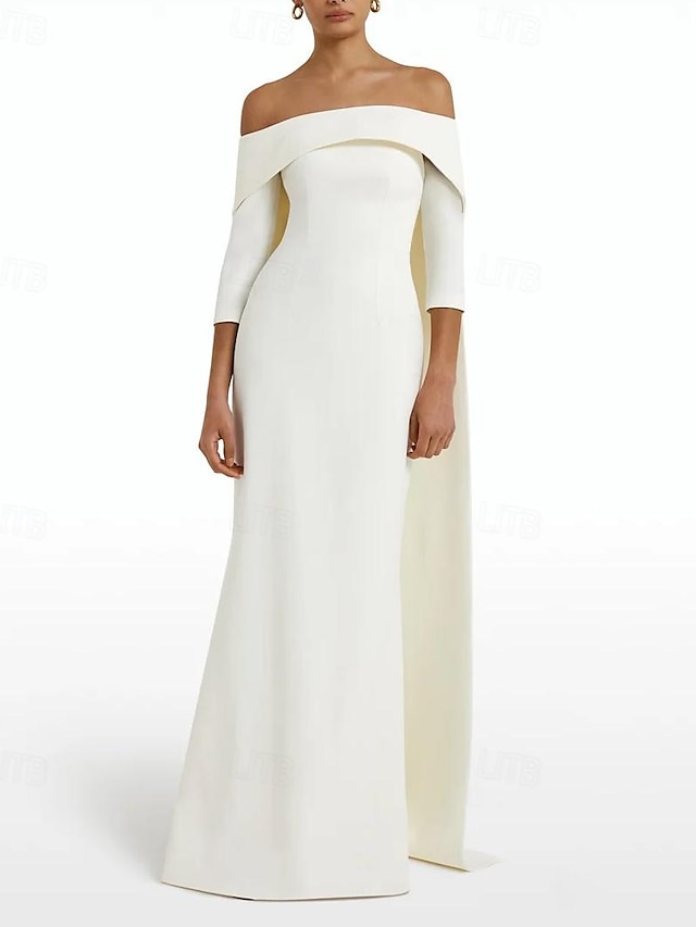  Rochie elegantă de seară tip sheath Rochie formală tren sweeping  brush fără mâneci guler cu bijuterii crepe elastic cu fundă /