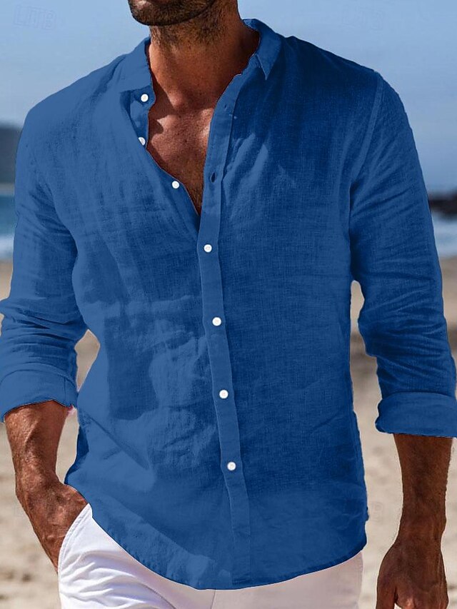 Homme Chemise Chemise Lin Chemisette Chemise d't Tenues de plage ...