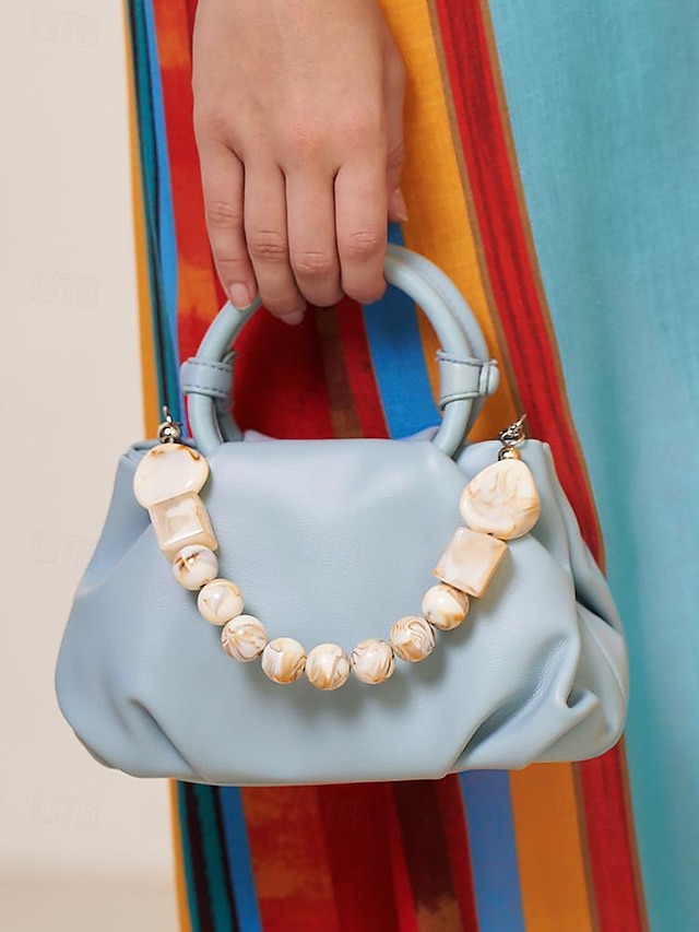  Női Kézitáska Crossbody táska Válltáska Estélyi táska Csuklótáska PU bőr Parti Menyegző Tengerpart Akril Lánc Ráncok Bővíthető Multi Carry Tömör szín Fekete Fehér Sárga