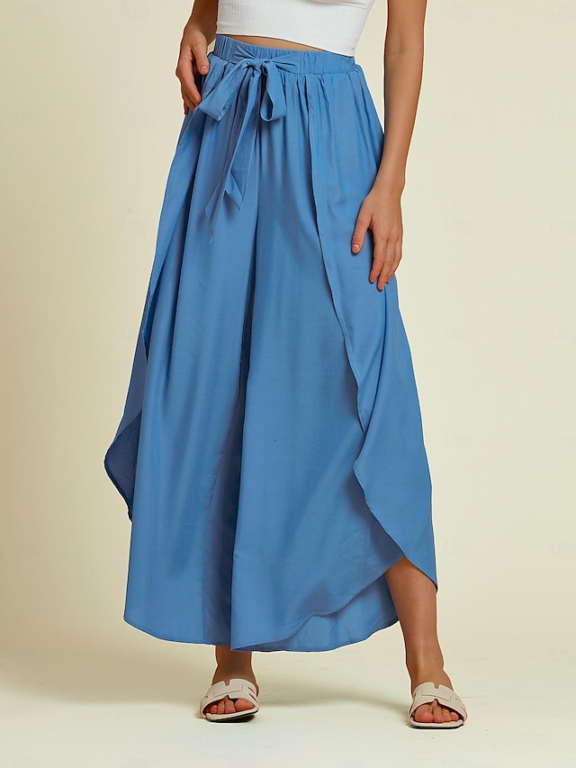  rayon swing himmelblå langbukser