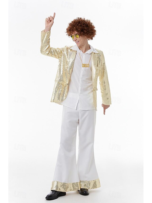  Retro Hippie 70. léta Cosplay kostým Kostým Abba Hippie Disko Flitry Pánské Karnevalový kostým předvečer Všech svatých Karneval Plesová maškaráda Večírek Pride Parade Měsíc hrdosti Dospělé Kabát