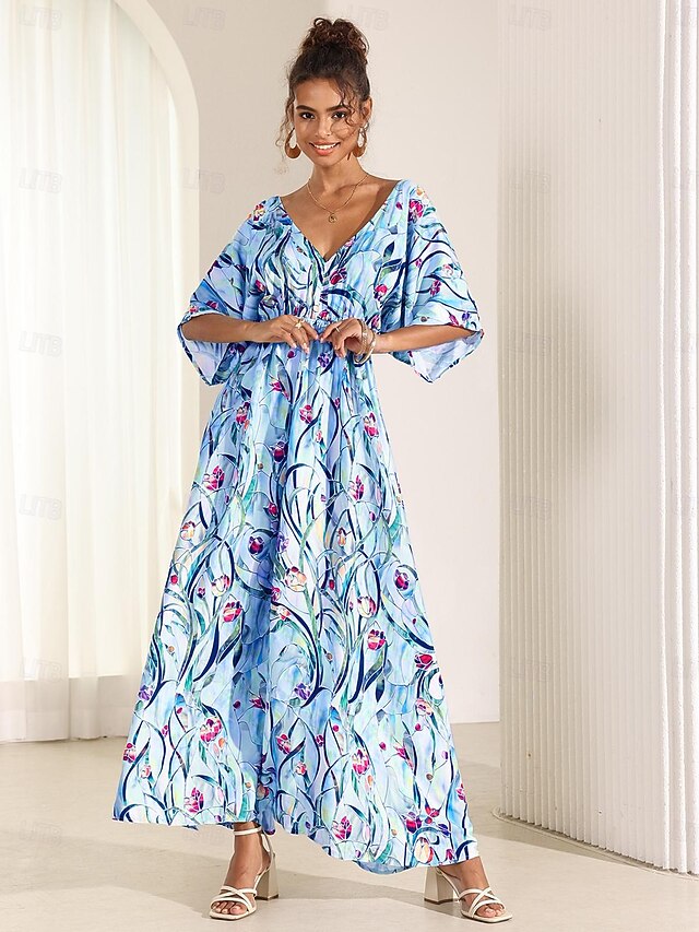 Charming Summer Dot Flounce Sleeve Midi Dress
