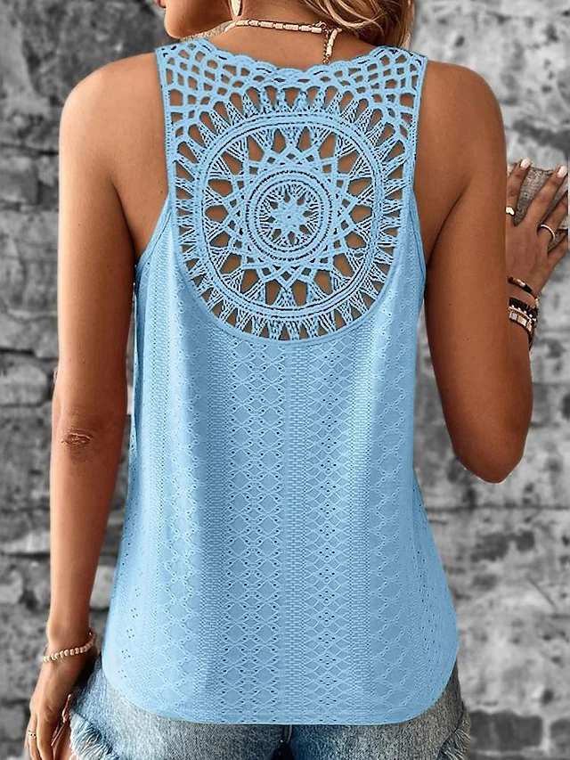 Women's Camisole Tank Top White Pink Blue Plain Cut Out Street Daily Fashion V Neck Regular Fit S 9