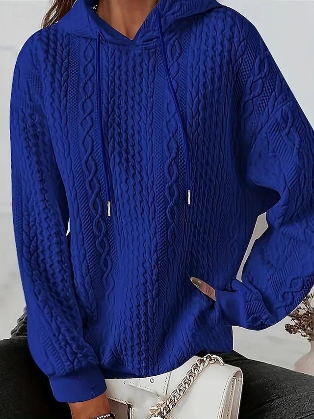  moletom feminino com capuz moletom pulôver casual liso casual com capuz manga comprida preto branco vermelho azul outono& inverno