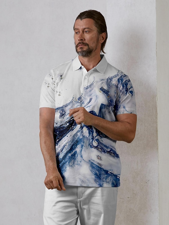  Homme T-shirt POLO Bleu Manche Courte Top Tenue de golf Vêtements Tenues Porter des vêtements